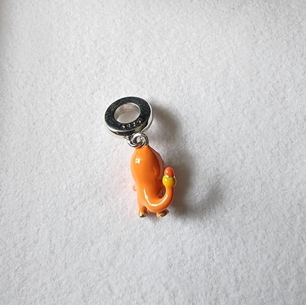 New Pokemon Charmander Dangle Silver charm for jewelry bracelet